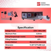 Sonic Industries Double Head Electric Liquid Filler Machine |220V/110V |10ml-3500ml Filling Range