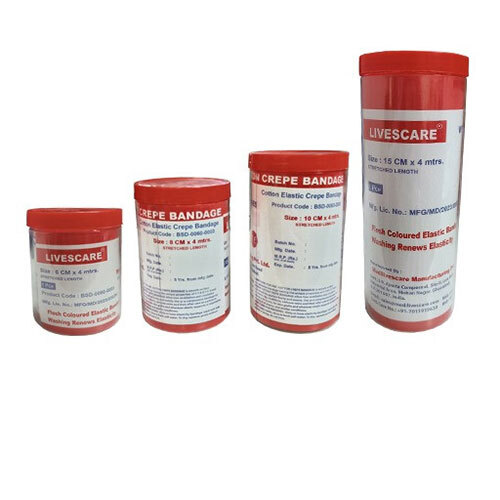 Cotton Elastic Bandage - 100% Cotton, 5-15 Cm Width, 4-5 M Length, Flesh Color | Flexible Crepe Knit, Metal Clips, Ideal For Sprains And Injuries