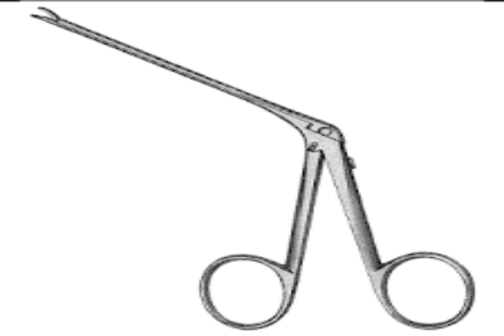 Stapes Prosthesis Crimping Forcep - Stainless Steel, 11.5 Cm, Silver | High Precision, Spring Action Handle, Fine Serrated Tip