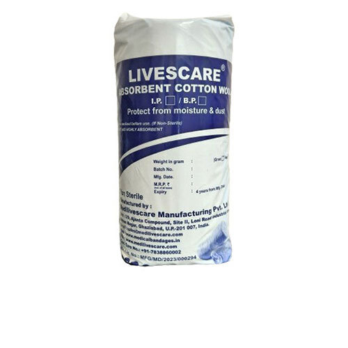 Absorbent Cotton Wool - 100% Cotton, Roll Form, Super White In 100g, 250g, 400g, 500g Sizes | High Absorbency, 99% Purity, Ideal For Wound Care And Cleaning
