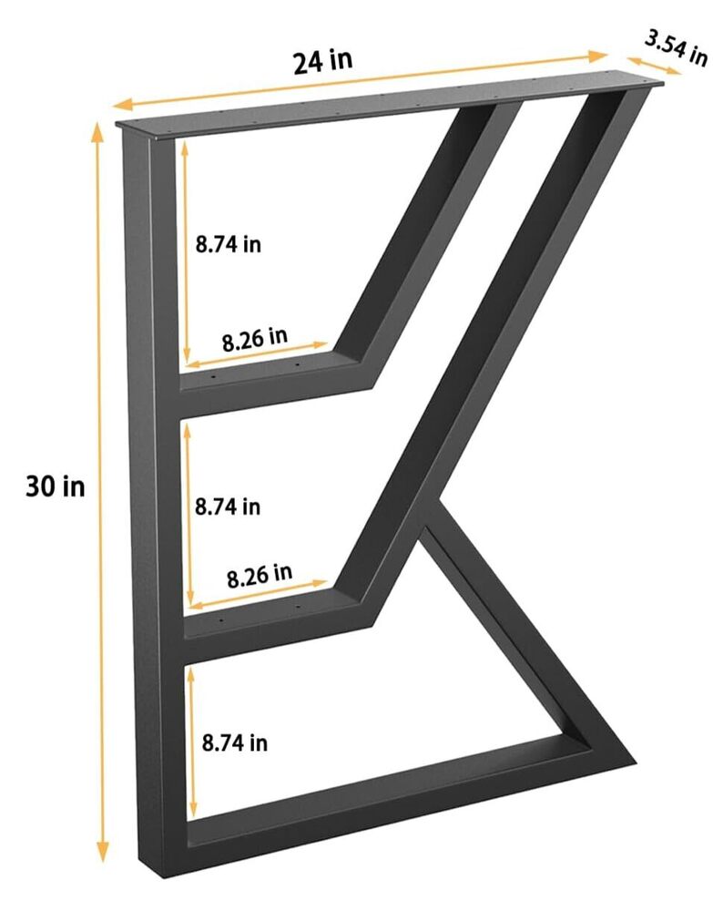 Table Legs 30 inch x 24 inch, K-Shaped Desk Legs, Heavy Duty Metal Legs