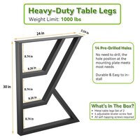 Table Legs 30 inch x 24 inch, K-Shaped Desk Legs, Heavy Duty Metal Legs