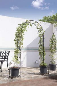 Metal Urban Arch With Planter Stand For Garden Patio Terrace Balcony (black)