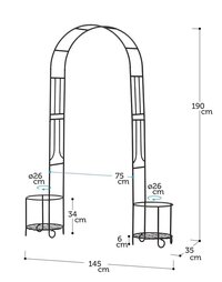 Metal Urban Arch with Planter Stand for Garden Patio Terrace Balcony (Black)