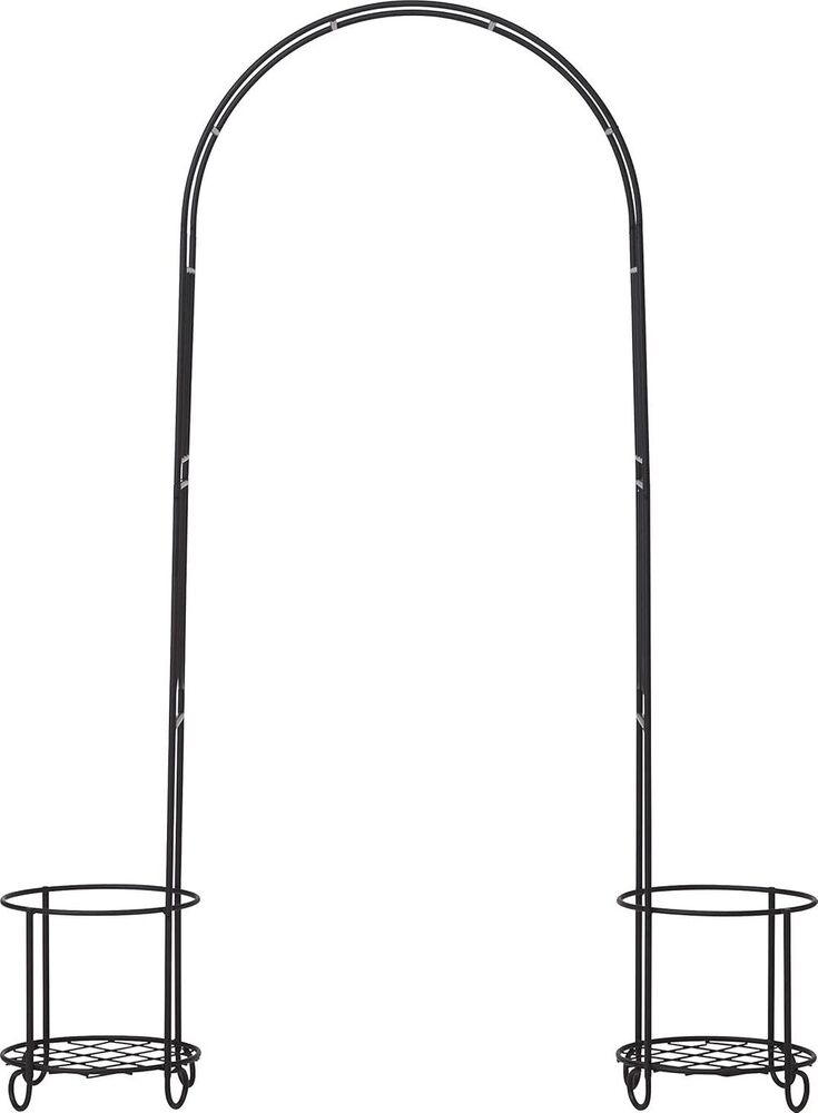 Metal Urban Arch with Planter Stand for Garden Patio Terrace Balcony (Black)