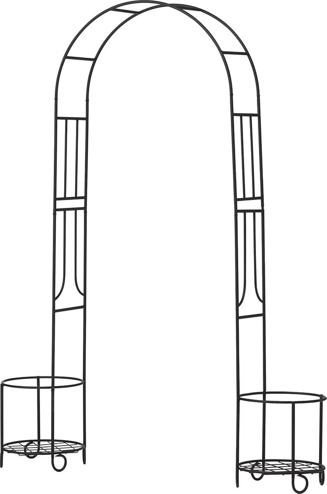 Metal Urban Arch with Planter Stand for Garden Patio Terrace Balcony (Black)