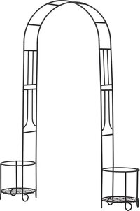 Metal Urban Arch with Planter Stand for Garden Patio Terrace Balcony (Black)
