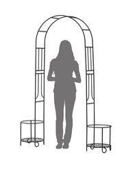 Metal Urban Arch with Planter Stand for Garden Patio Terrace Balcony (Black)