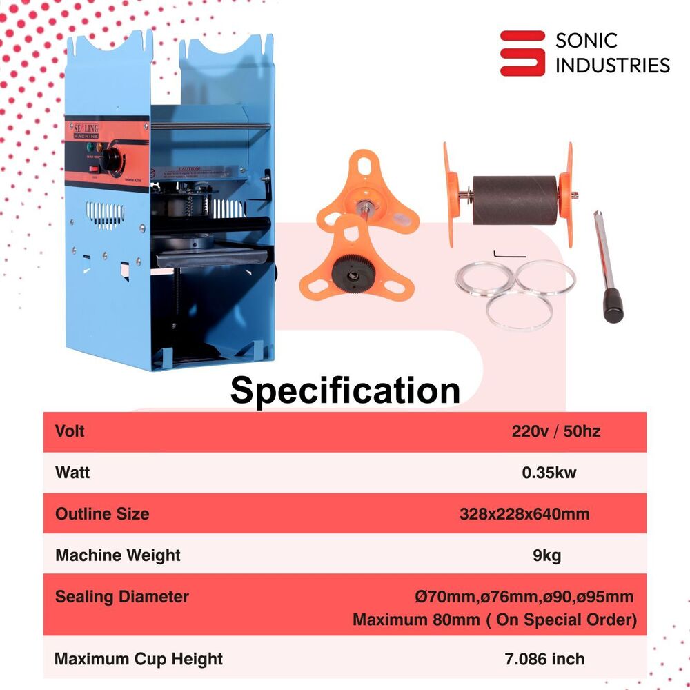 Sonic Industries Plastic Cup Sealer Manual Plastic Cup Sealer Cup Sealing - Dimension (L*w*h): 20.5*25*42.5  Centimeter (Cm)