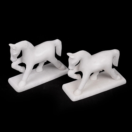Marble Table Running Horse Statues