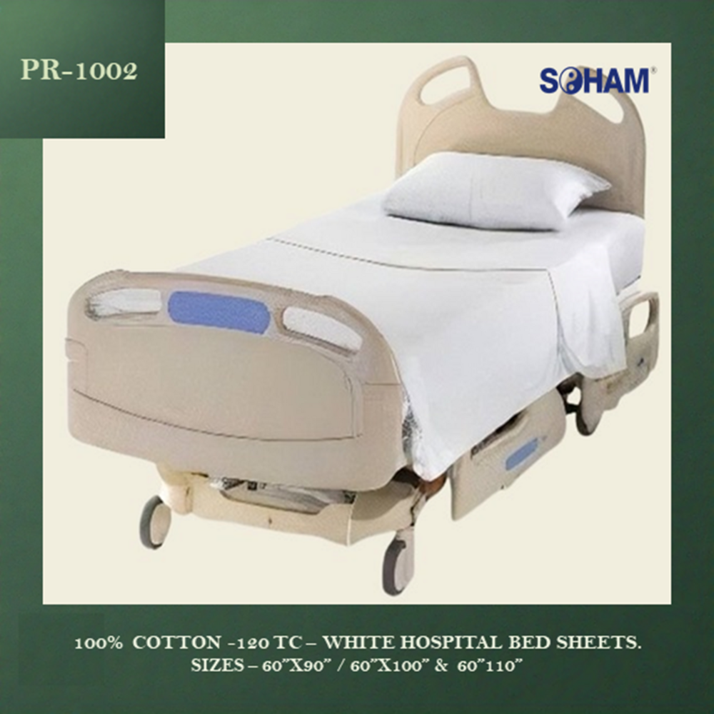 Pr-1002-soham Cotton Bedsheet - 90x60 Inch, White Plain Design | Soft, Breathable, Durable For Hospitals And Hotels