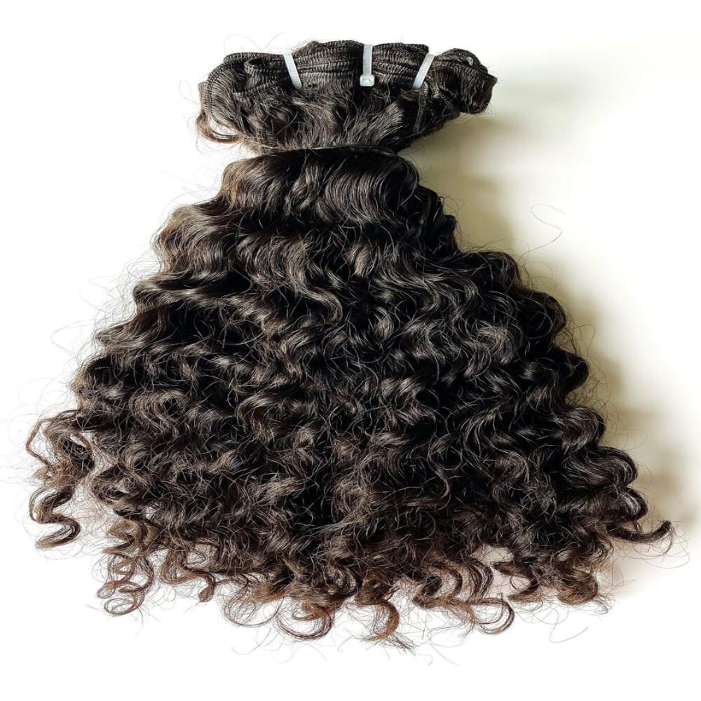 Curly Human Hair Weft Bundles Supplier of Raw Indian Hair brown