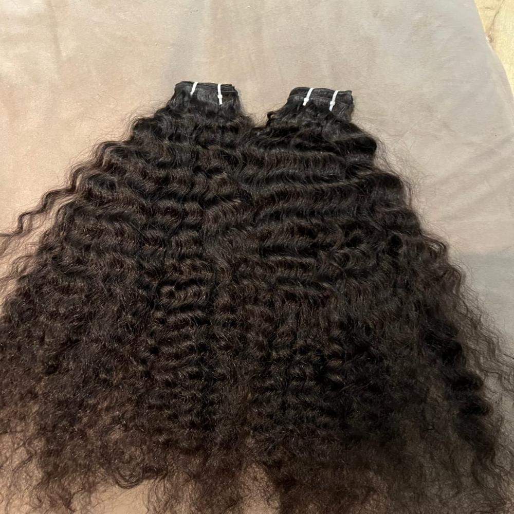 Curly Human Hair Weft Bundles Supplier of Raw Indian Hair brown