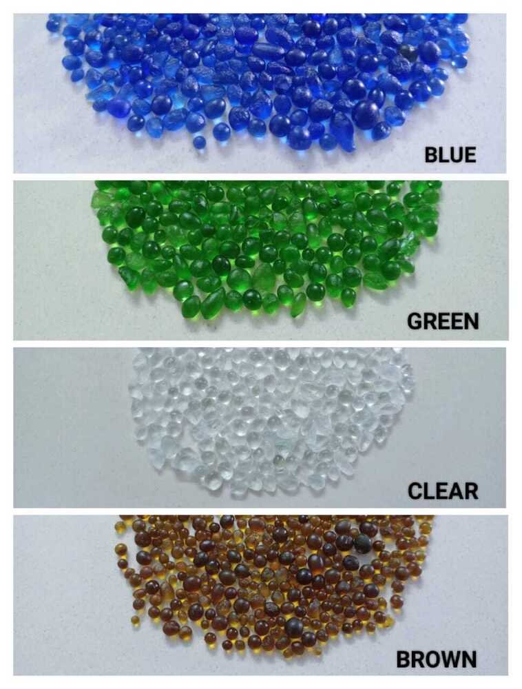 Blue Crushed Glass Beads Made of Recycled Glass for Decoration Purpose and Fire Pits