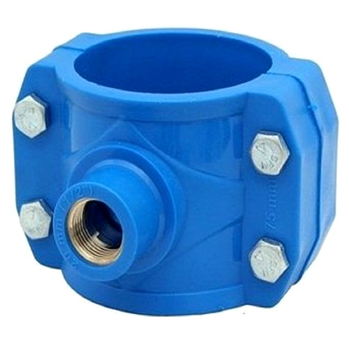 Pp Hdpe Brass Threaded Blue Service Saddle - Material: Plastic