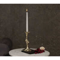 Chisseled Taper Candle Holder - Metal, 3.5x3.5x9 Inch, Silver | Elegant Round Design For Home And Event Decoration