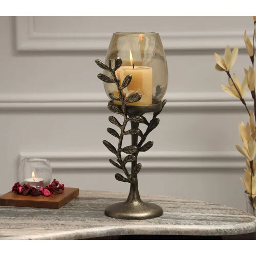 Essence of the Leaf Pillar Candle Holder