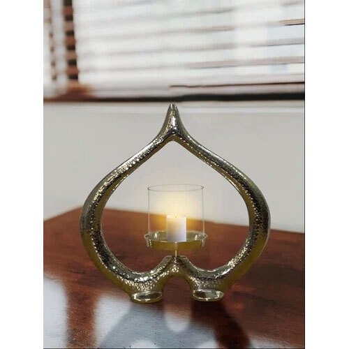 Silver Heart Aluminum Candle Holder