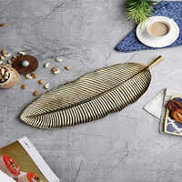 Aluminium Leaf Platter - Color: Golden