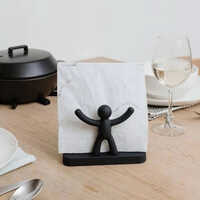 Metal Napkin Holder - Metal Aluminum, 17 X 5.3 X 10.9 Cm, Black | Powder Coated, Ideal For Home And Restaurant Tabletops