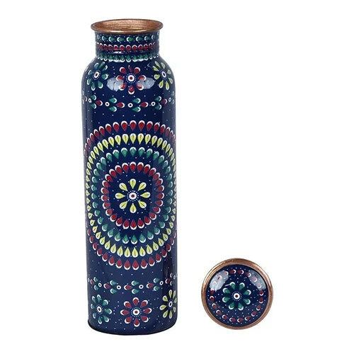 Printed Copper Water Bottle - Color: Blue