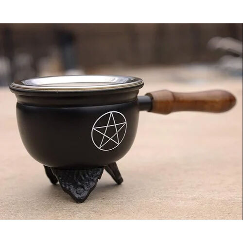 Incense Burner With Wooden Handle (Pentagram) - Application: Home