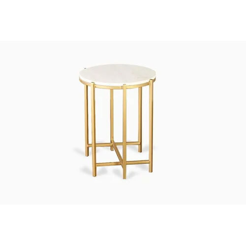 Marble Side Table In Gold Finish