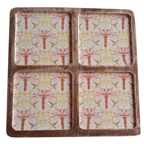 Wooden Serving Meena Work Tray