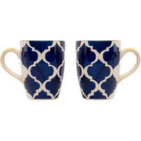 Handpainted Stoneware - Ceramic, 300ml Standard Coffee Mug | Blue & White Design, Unique Artistry In Every Sip