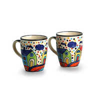 Handpainted Stoneware Ceramic Coffee Mug - Handmade Ceramic, Standard Size, Multicolor | Unique Artisan Design For Coffee Enjoyment