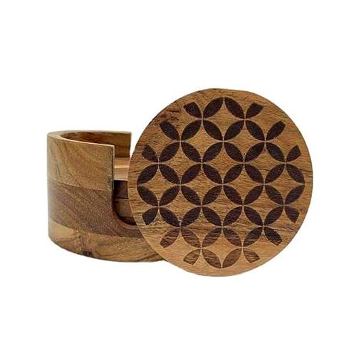 Ri21-28 Coasters With Holder - Color: Brown