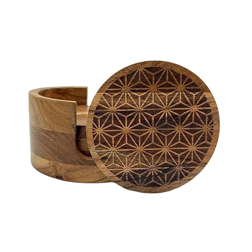 Ri21-29 Coasters With Holder - Color: Brown