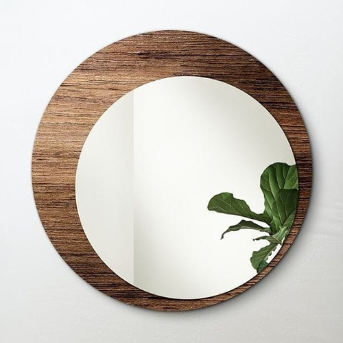 Wooden Wall  Decor Mirror - Color: Brown