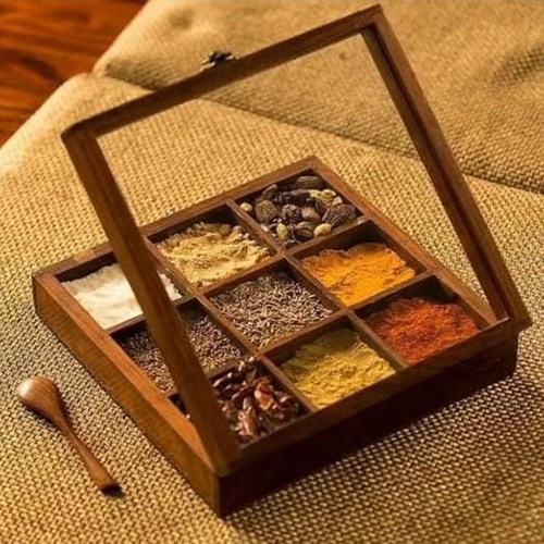 Wooden Spice Box - Color: Brown