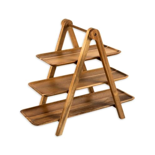 3 Tier Wood Serving Stand - Color: Brown