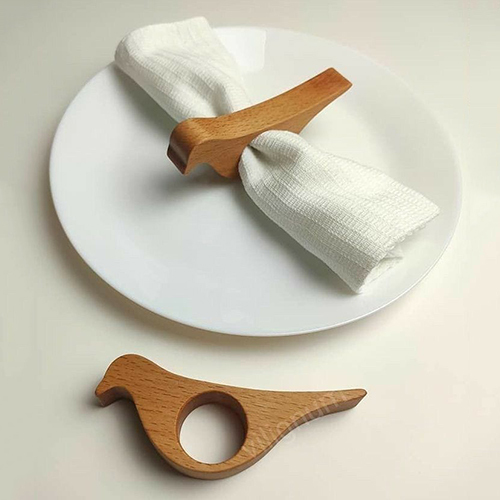 Handcrafted Wooden Napkin Rings - Color: Brown