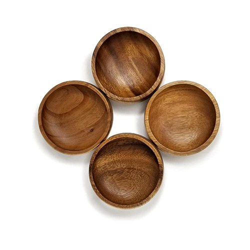 7X7X4 Cm Wooden Sauce Bowl - Color: Brown