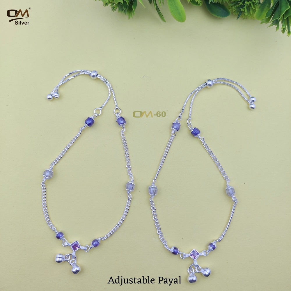 Silver Adjustable Fancy payal