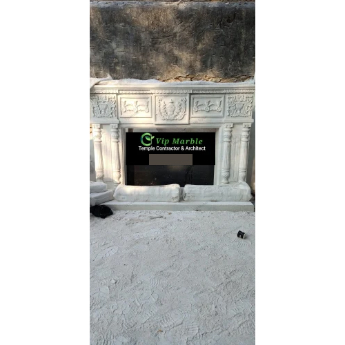 White Marble Fireplace - Size: 5 Feet