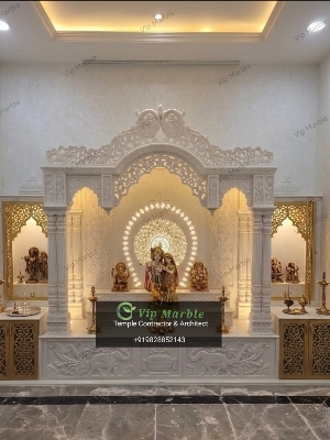 Indoor White Marble Temple 5X3 Feet - Application: Worship