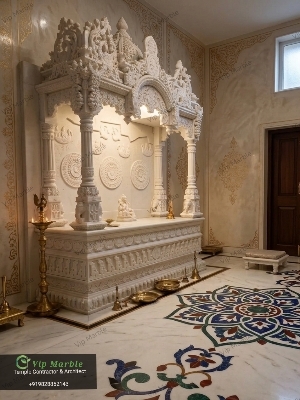 Indoor White Marble Temple 6 Feet - Application: Worship