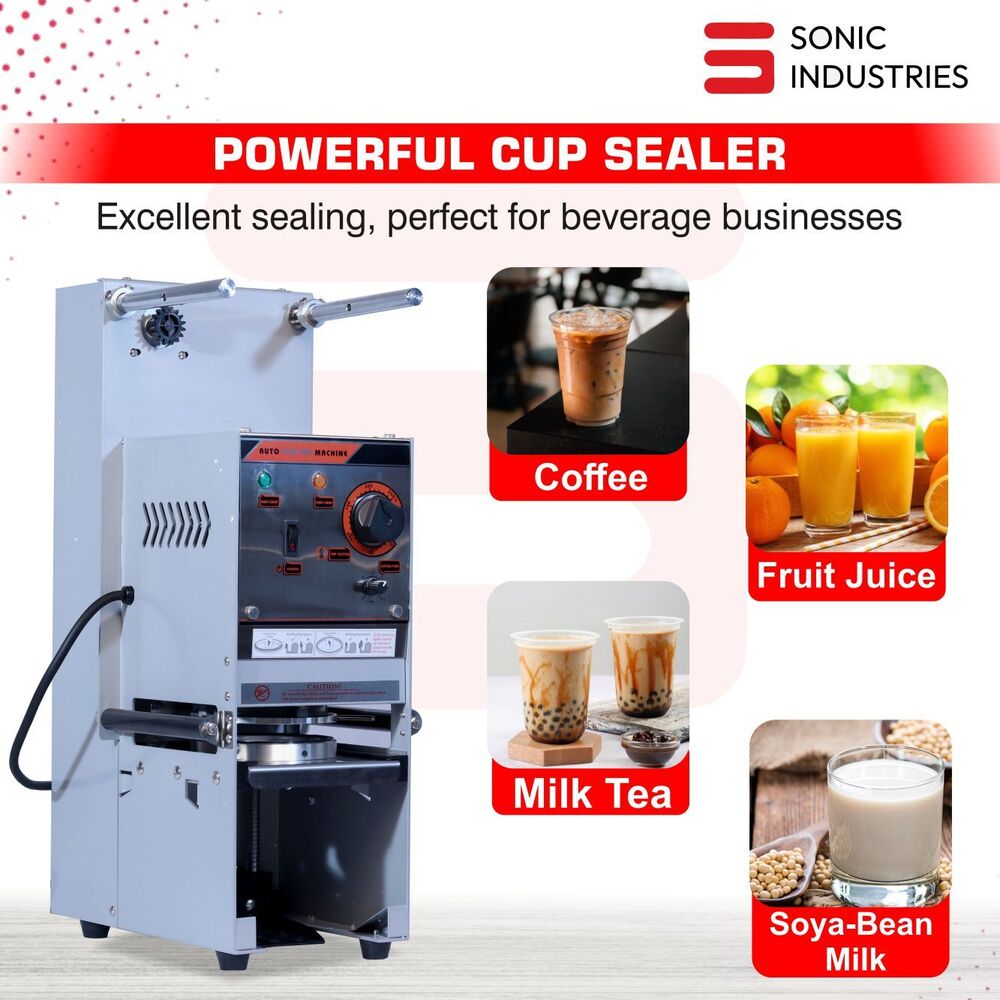Automatic Stainless Steel Cup Sealer  Beverage and Can Packaging Machine for Plastic Cups