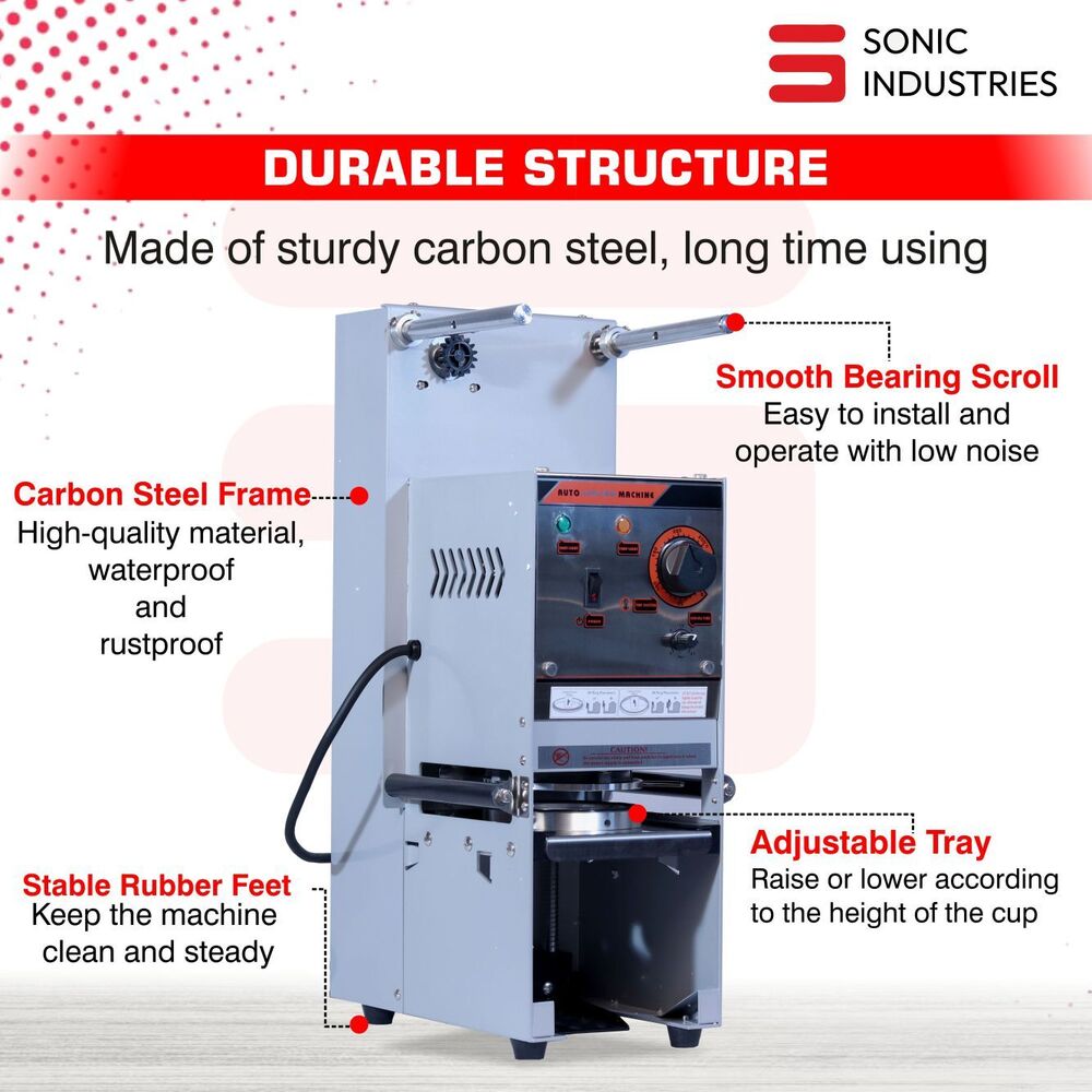 Automatic Stainless Steel Cup Sealer  Beverage and Can Packaging Machine for Plastic Cups