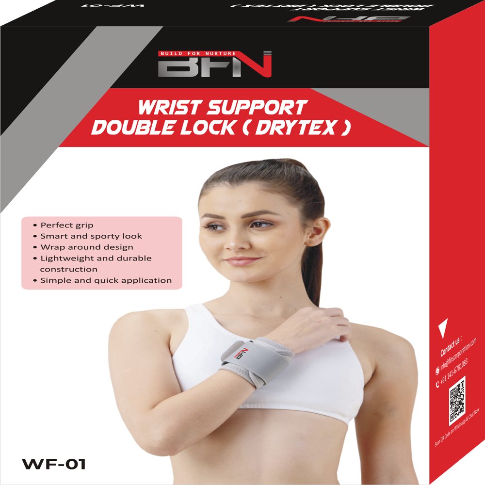 Wf-01 Drytex Wrist Support Double Lock - Ubl Fabric & Strong Nylon, Flexible Design | Double Lock Security, Eco-friendly, Manual Operation