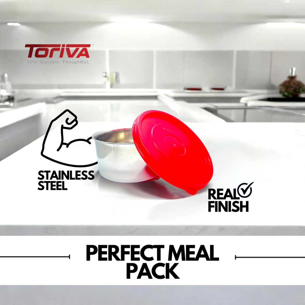 Toriva Utility Container - 400ml Stainless Steel, Airtight & Leak-proof, Versatile & Eco-friendly Storage Solution In Red And Blue