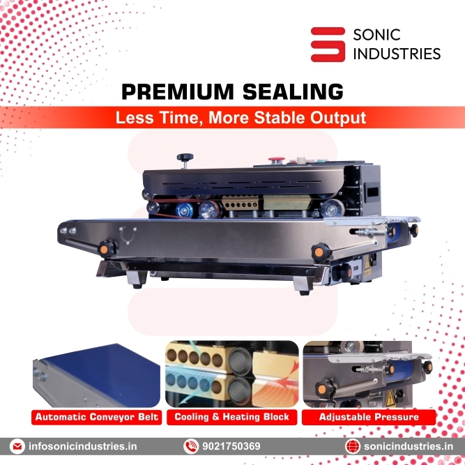 Sonic Industries FR900 Continuous Band Sealing Machine SS Body for Food Packets Economics