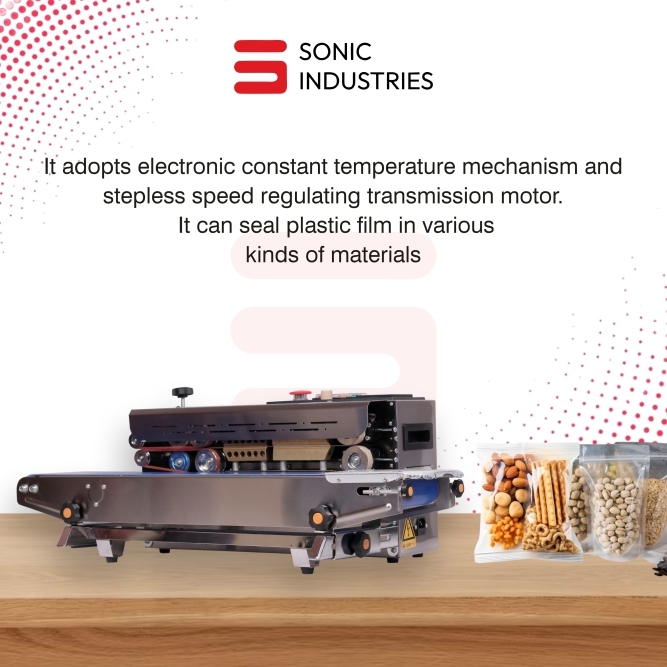 Sonic Industries FR900 Continuous Band Sealing Machine SS Body for Food Packets Economics