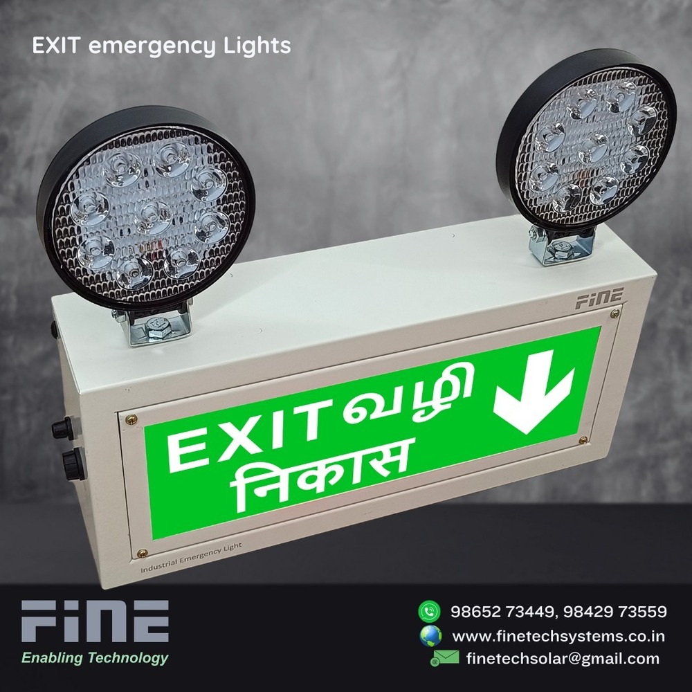 Fine Emergency Led Wall-mounted Light - Fabricated Sheet Metal, 355mm X 160mm Size, Half White And Green Led Color, Charging Time 5 To 6 Hours, Ac 220v And Battery Operation