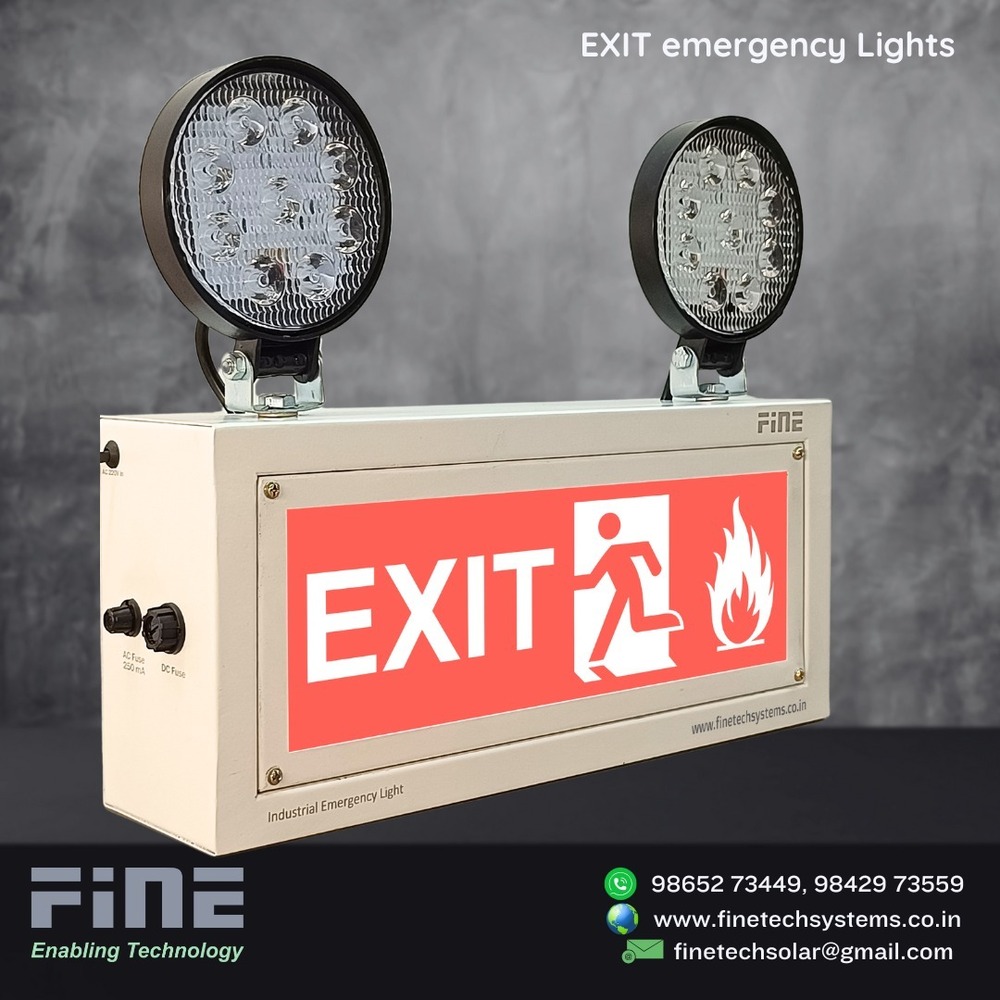 Fine Emergency Led Wall-mounted Light - Fabricated Sheet Metal, 355mm X 160mm Size, Half White And Green Led Color, Charging Time 5 To 6 Hours, Ac 220v And Battery Operation