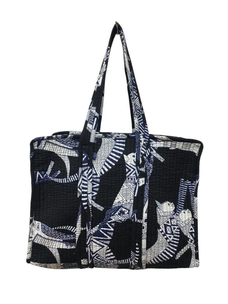 Cotton Quilted Tote Bags With Zip 15x15 Inch